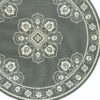 8' X 8' Round Oriental Stain Resistant Outdoor / Indoor Area Rug - Gray / Ivory - Image 2