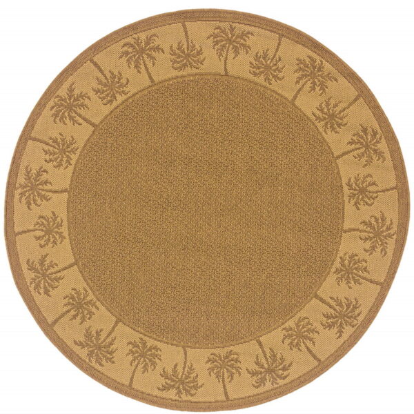 8' X 8' Round Stain Resistant Indoor / Outdoor Area Rug - Tan