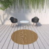 8' X 8' Round Stain Resistant Outdoor / Indoor Area Rug - Tan - Image 3