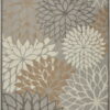 7' X 10' Floral Indoor / Outdoor Area Rug - Gray / Ivory - Image 3