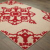 7' X 10' Oriental Stain Resistant Indoor / Outdoor Area Rug - Red - Image 2