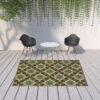 7' X 10' Floral Stain Resistant Indoor / Outdoor Area Rug - Brown / Ivory - Image 2