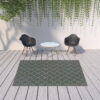 7' X 10' Geometric Stain Resistant Area Rug Indoor / Outdoor - Ivory / Gray - Image 2