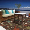 7' X 10' Floral Stain Resistant Outdoor / Indoor Area Rug - Brown - Image 4