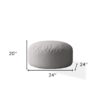 Polyester Round Pouf Ottoman - Gray - Image 3