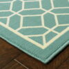 7' X 10' Geometric Stain Resistant Outdoor / Indoor Area Rug - Blue / Ivory - Image 2