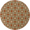 8' X 8' Round Floral Stain Resistant Outdoor & Indoor Area Rug - Brown / Ivory - Image 2