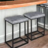 Faux Leather And Metal Backless Counter Height Bar Chairs (Set of 2) - Gray / Black - Image 4