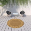 8' X 8' Round Stain Resistant Indoor / Outdoor Area Rug - Tan - Image 3