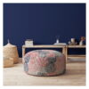 Polyester Round Floral Pouf Ottoman - Coral - Image 3