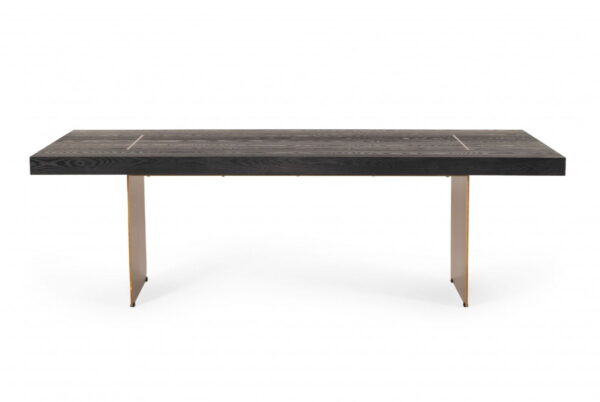 Rectangular And Metal Dining Table - Dark Brown / Brass