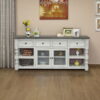 Solid Wood Open Shelving Distressed TV Stand - Ivory - Image 3