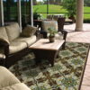 7' X 10' Floral Stain Resistant Indoor / Outdoor Area Rug - Brown / Ivory - Image 3