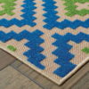 7' X 10' Geometric Stain Resistant Indoor / Outdoor Area Rug - Blue / Beige - Image 3