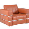 Stripe Top Grade Italian Leather Chair - Terra Cotta - Image 4