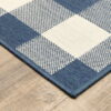 7' X 10' Geometric Stain Resistant Area Rug Outdoor & Indoor - Ivory / Blue - Image 2