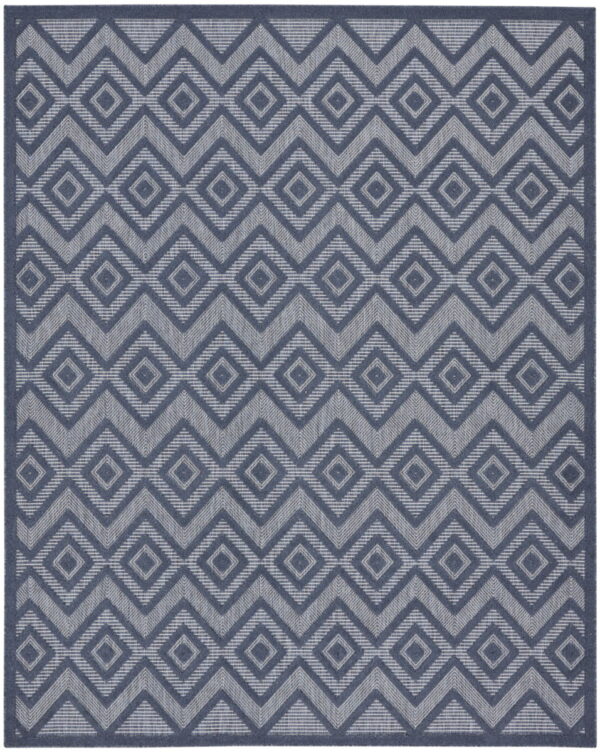 7' X 10' Geometric Flatweave Area Rug - Navy Blue