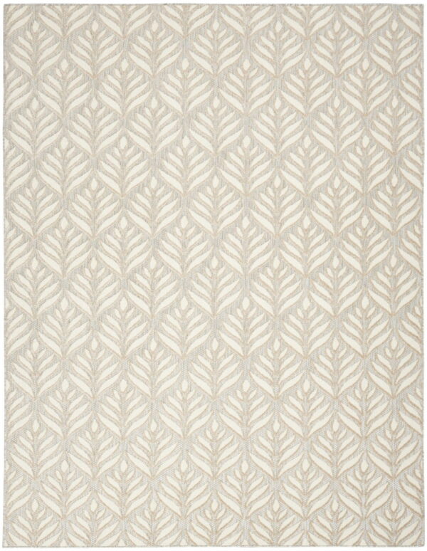 7' X 10' Floral Stain Resistant Non Skid Area Rug - Ivory / Gray