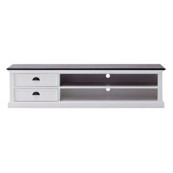 Classic Entertainment Unit With Two Drawers - White / Black