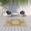 7' X 10' Oriental Stain Resistant Outdoor / Indoor Area Rug - Tan - Image 4