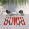 7' X 10' Geometric Stain Resistant Outdoor / Indoor Area Rug - Red / Ivory - Image 3