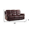 Faux Leather Sofa With Black Legs - Burgundy - Image 4