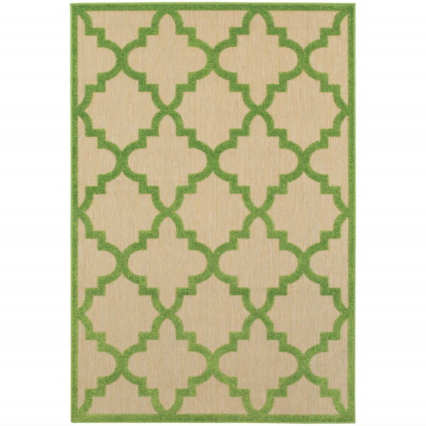 7' X 10' Geometric Stain Resistant Indoor / Outdoor Area Rug - Green