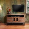 Cabinet Enclosed Storage Distressed, TV Stand - Brown - Image 3