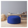 Polyester Round Pouf Ottoman - Blue - Image 4