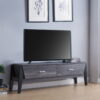 Particle Board And Cabinet Enclosed Storage TV Stand - Black / Gray - Image 3