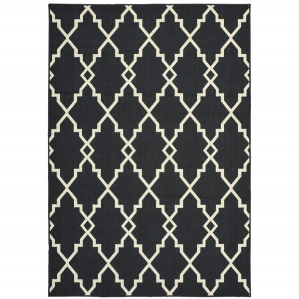 7' X 10' Outdoor / Indoor Area Rug - Black / Ivory