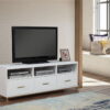 Mahogany Solids & Veneer Open Shelving, TV Stand - White - Image 4