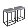 Faux Leather And Metal Backless Counter Height Bar Chairs (Set of 2) - Gray / Black - Image 2