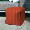 Cube Striped Indoor Outdoor Pouf Cover - Orange - Image 2