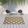 7' X 10' Geometric Stain Resistant Indoor / Outdoor Area Rug - Beige / Black - Image 4