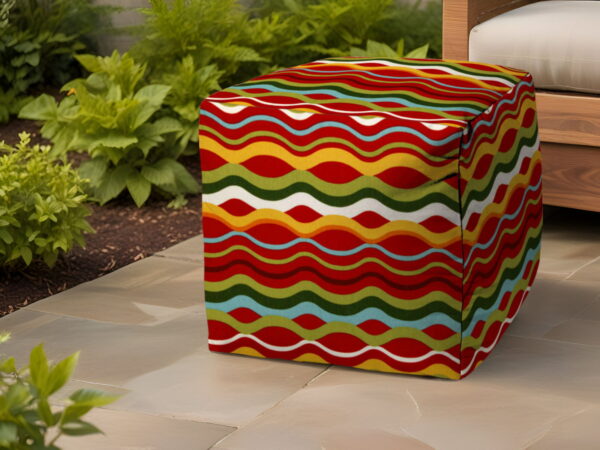 Cube Indoor Outdoor Pouf Ottoman - Red