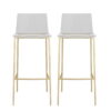 Plastic Low Back Bar Height Bar Chairs (Set of 2) - Clear / Gold - Image 2