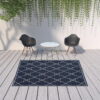 7' X 10' Geometric Stain Resistant Indoor & Outdoor Area Rug - Ivory / Blue - Image 3