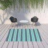 7' X 10' Geometric Stain Resistant Indoor & Outdoor Area Rug - Green / Blue - Image 3