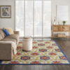 7' X 10' Floral Indoor / Outdoor Area Rug - Ivory / Blue - Image 2