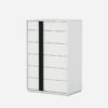 Gloss Stainless Steel Drawer Chest - White - Image 3