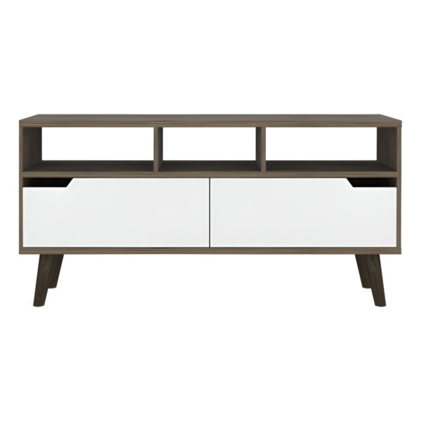 Particle Board Open Shelving TV Stand - Brown / White