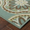 7' X 10' Floral Stain Resistant Outdoor / Indoor Area Rug - Blue / Ivory - Image 2