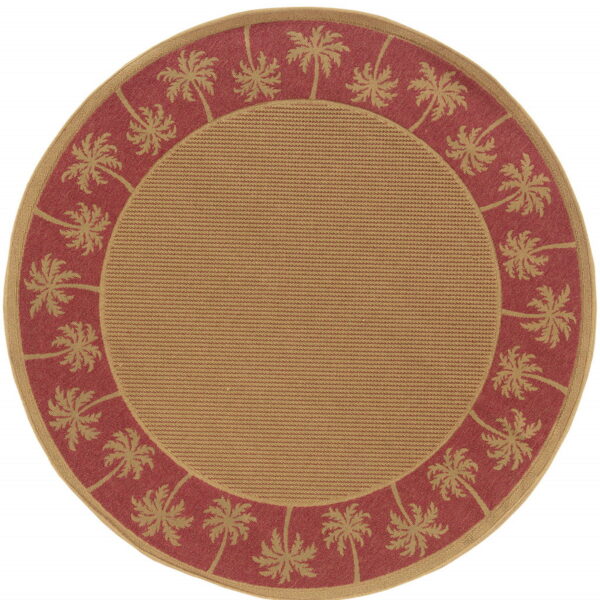 8' X 8' Round Stain Resistant Outdoor / Indoor Area Rug - Beige