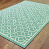 7' X 10' Geometric Stain Resistant Outdoor / Indoor Area Rug - Blue / Ivory - Image 3