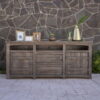 Solid Wood Cabinet, Enclosed Storage Distressed TV Stand - Gray - Image 3