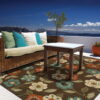 7' X 10' Floral Stain Resistant Outdoor / Indoor Area Rug - Brown / Ivory - Image 2