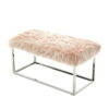 Faux Fur Upholstered Bench - Rose / Silver - Image 3