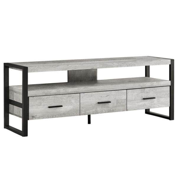 Cabinet Enclosed Storage, TV Stand - Black / Gray