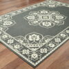 7' X 10' Oriental Stain Resistant Outdoor / Indoor Area Rug - Gray / Ivory - Image 2